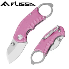 FLISSA 4" Folding Pocket Knife Steel EDC Pocket Knife G10 Handle w/Bottle Opener