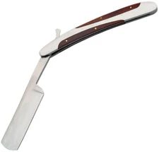 Razor Folder 4" Satin Finish Stainless Steel Blade Brown Wood Handle 210582WD