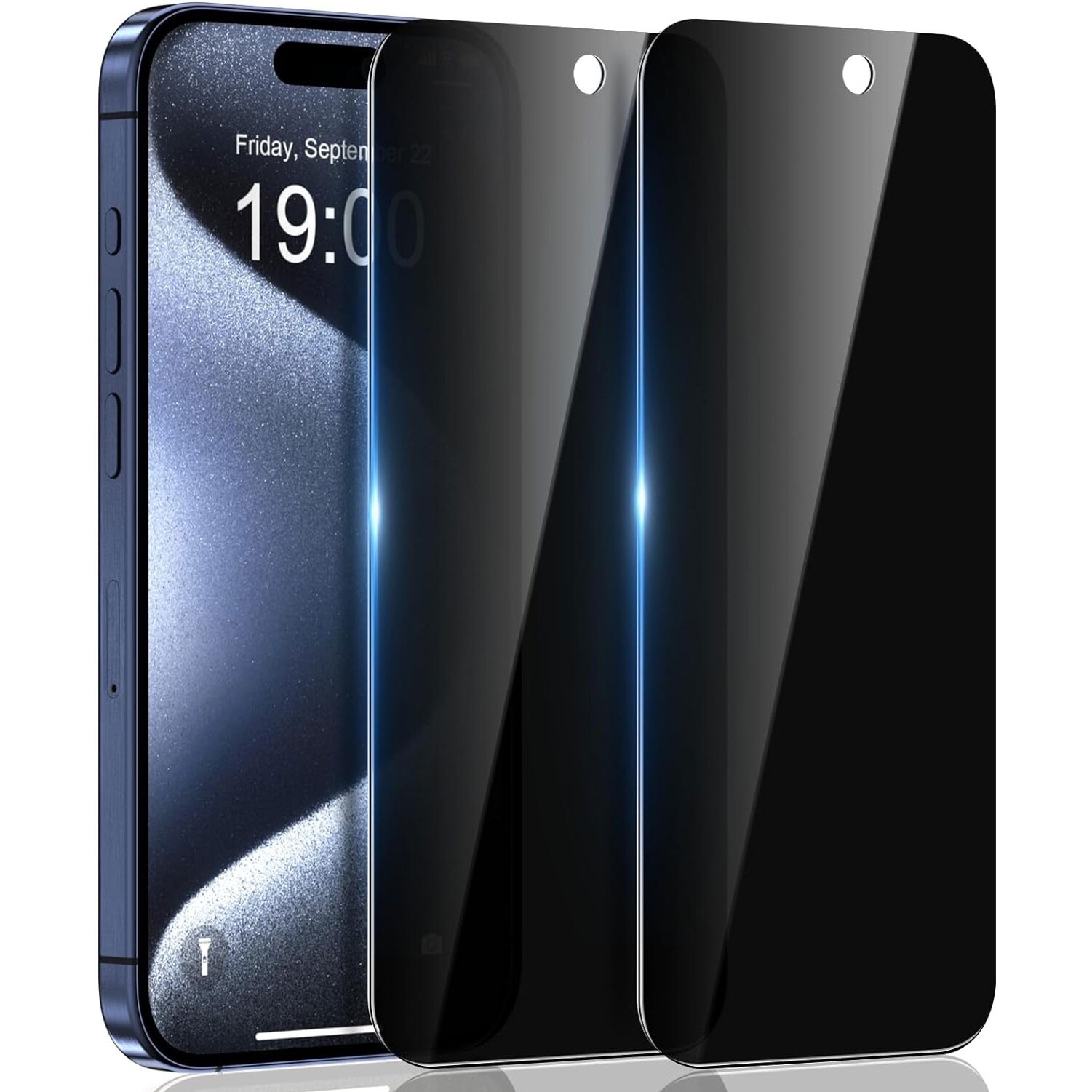 For iPhone 15 Pro Tempered Glass Pack Privacy Screen Protector