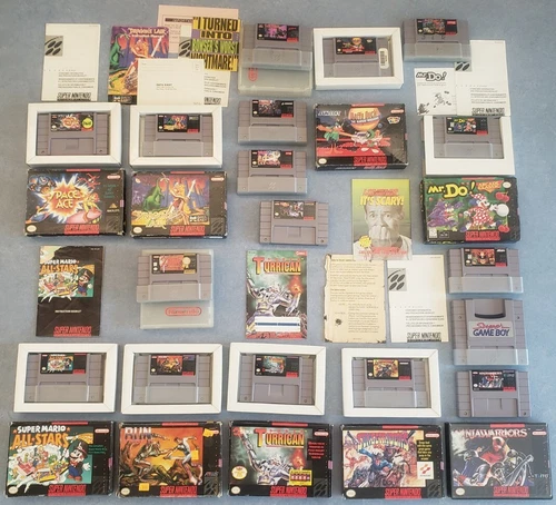 SNES Game Lot Sunset Riders Run Saber Super Turrican Ninja Warriors Nintendo Box