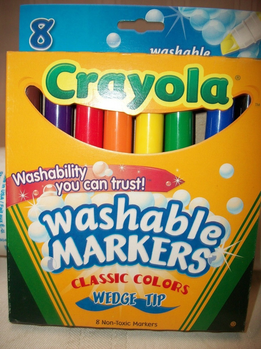 CRAYOLA WASHABLE MARKERS CLASSIC COLORS WEDGE TIP (1) BOX OF (8