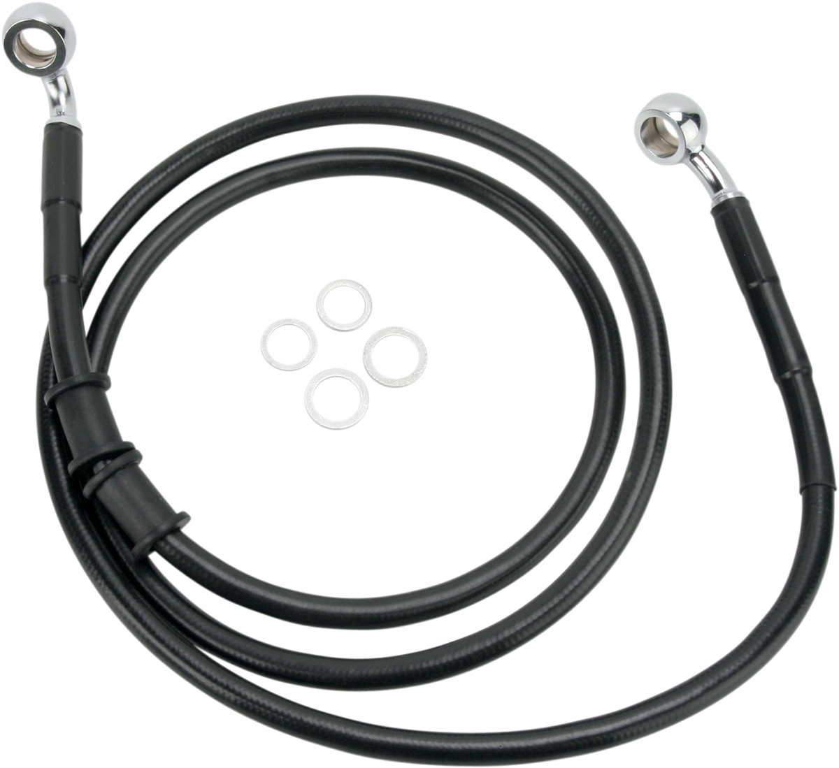 Drag Specialties Std Length Front SS Harley Brake Line Kit Black 1741