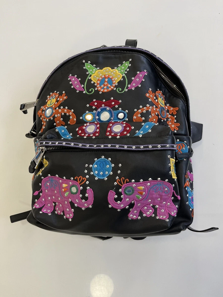 Moschino Hippie Chic Black Leather Mini Backpack New Jeremy Scott