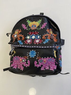 Moschino Hippie Chic Black Leather Mini Backpack New Jeremy