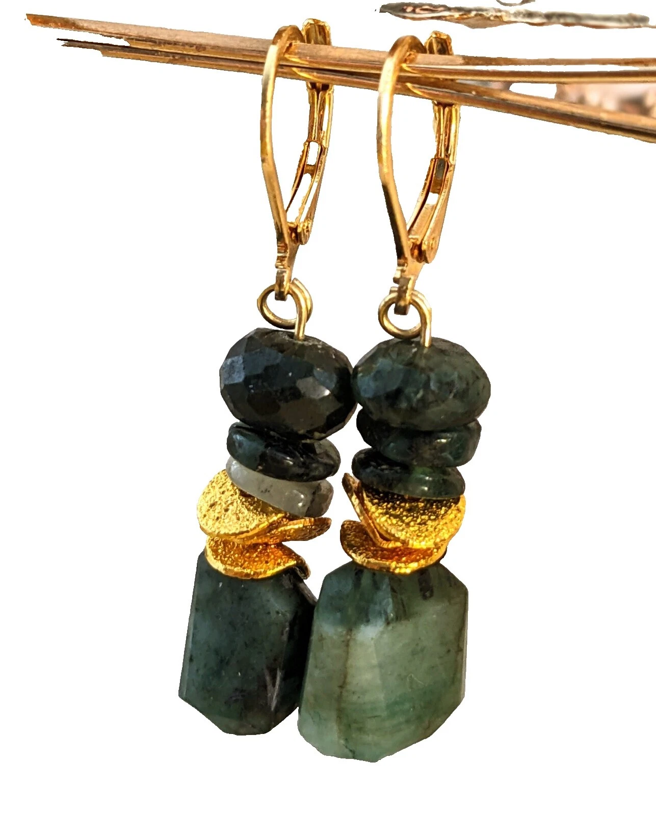 Glass Natural Emerald Fashion Earrings