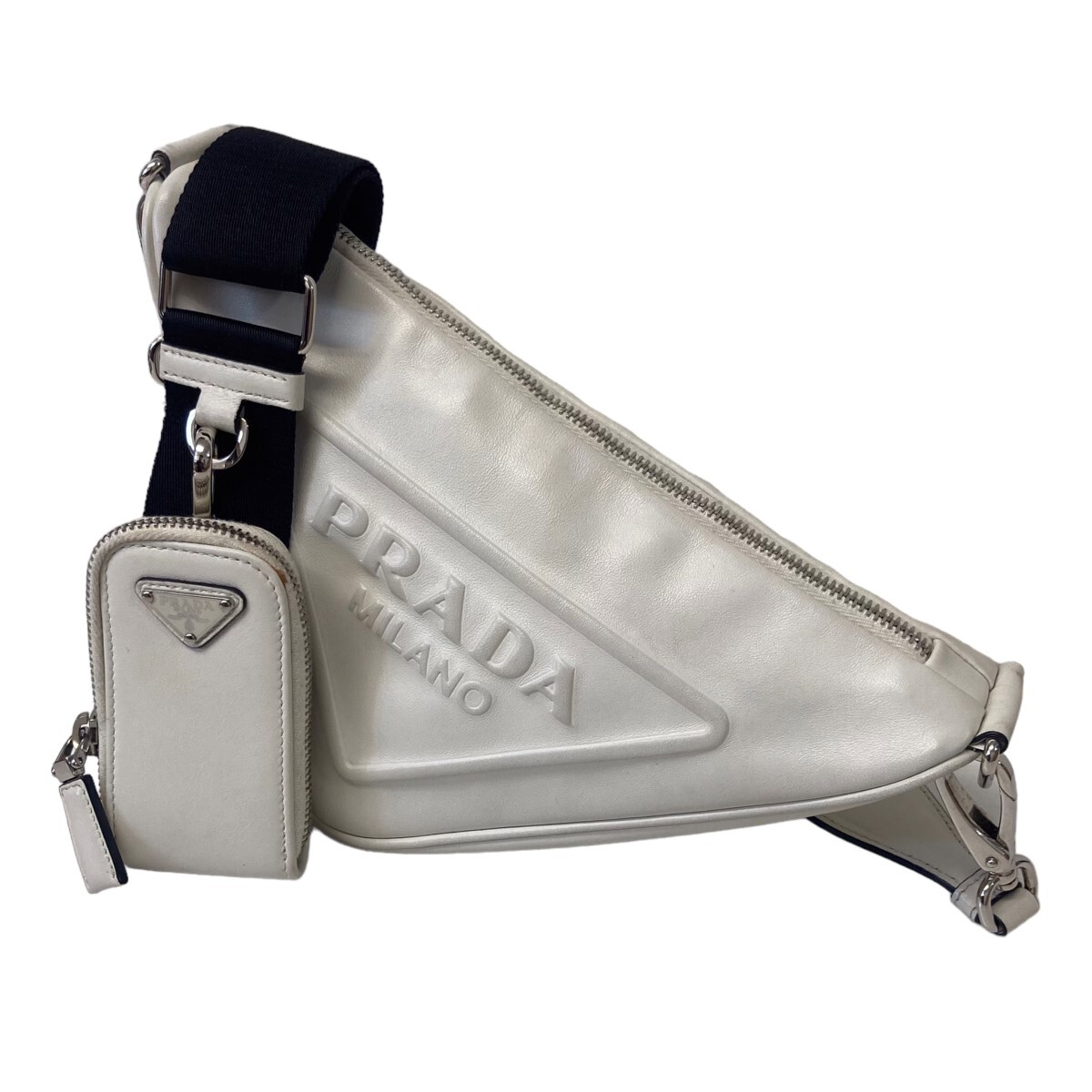 Prada Triangle Leather Shoulder Bag White 030824 | eBay Prada Triangle Leather Shoulder Bag White 030824 | eBay