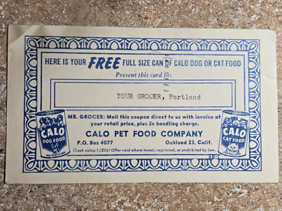 CALO PET FOOD COMPANY-1959 Dog Food-Postcard-Advertising-Portland OR-Mr. Grocer