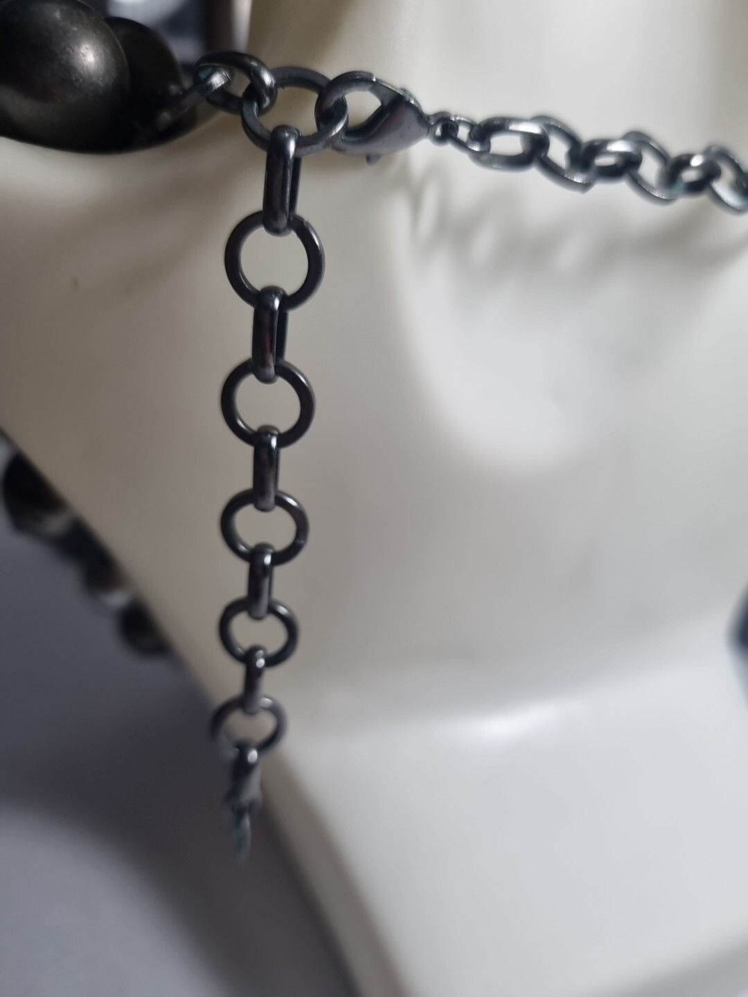 Beaded Necklace Collar Statement Silver Tone 18” - image 8