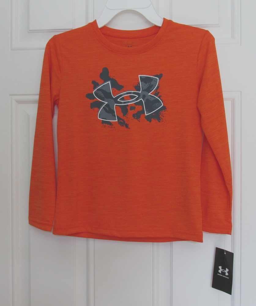 Under Armour Tech Twist Logo Long Sleeve Tee for Boys Size 6 Orange