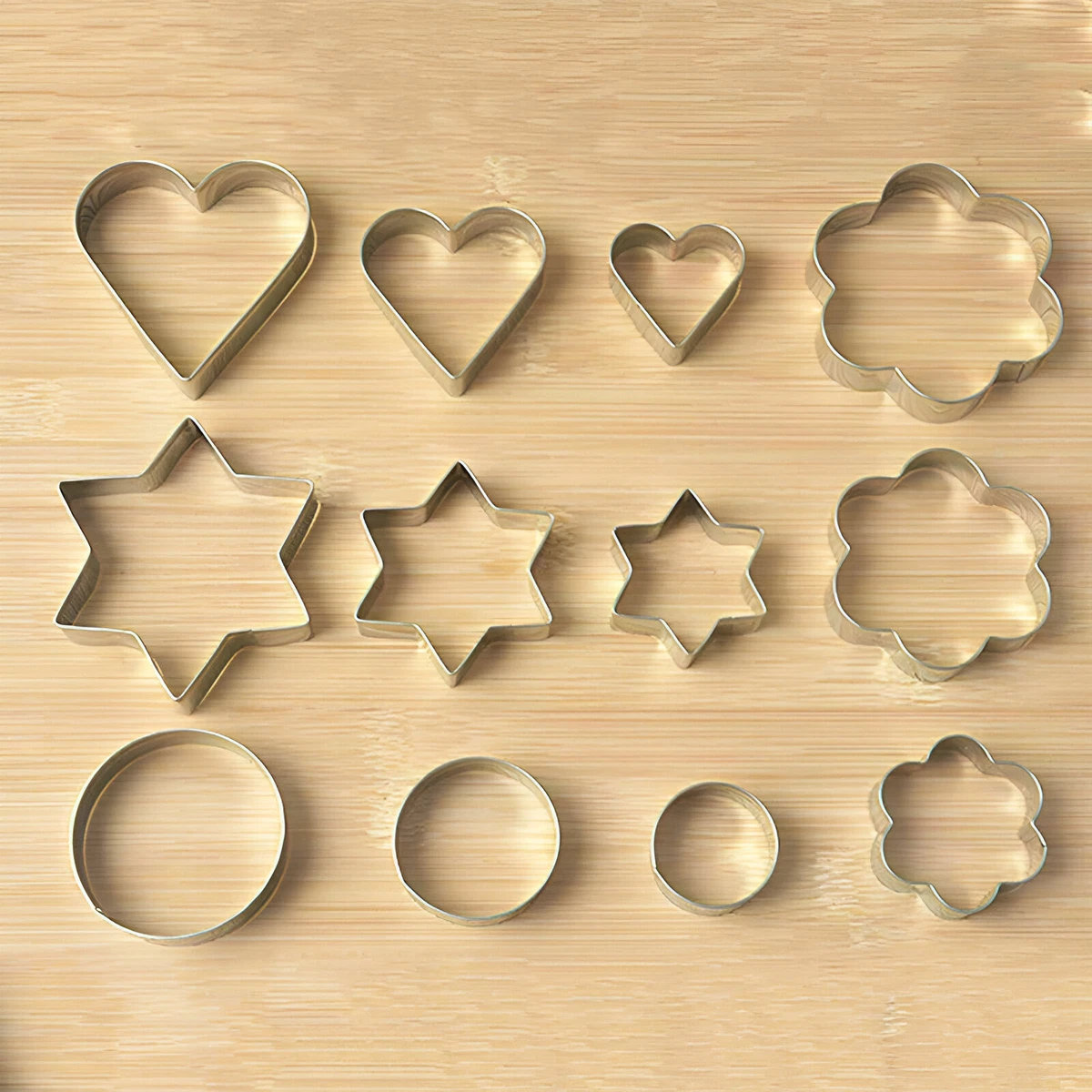 12 Ausstecher Set Edelstahl Keksform Gebäck Backen Kuchen Mini Metall