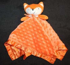 Orange FOX lovey Security Blanket Minky Dot Embossed Plush Satin Trim
