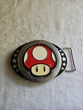Nintendo Super Mario Brothers Spinning Mushroom Buckle Red/Green Reversible 2011