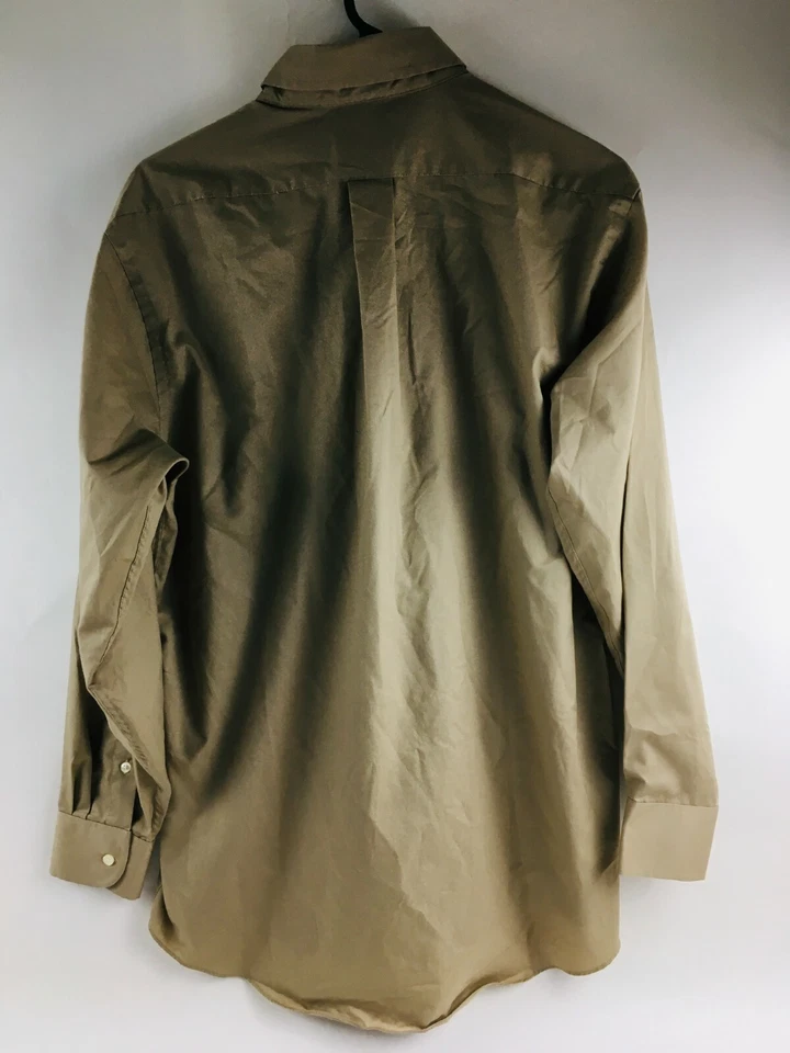 Chaps Shirt Men's Size 15-15.5 32/33 Solid Tan Classic Fit Twill Button Down - Image 3 of 4