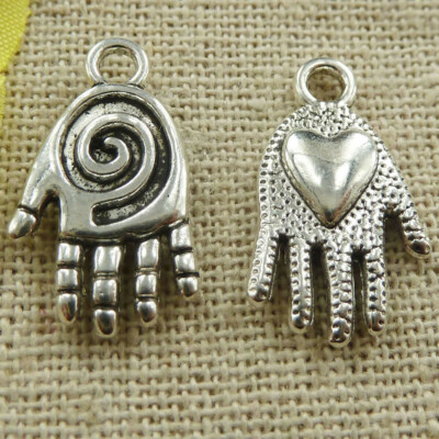 Free Ship 120 pcs tibetan silver hand charms 20X11mm L-4652