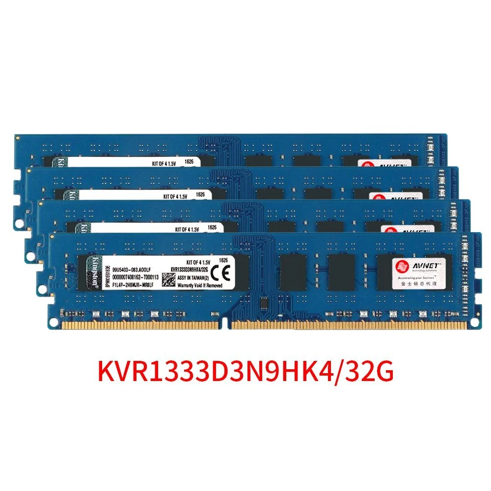 Kingston 32GB Kit 4x 8GB DDR3 1333MHz PC3-10600U 240Pin Desktop PC Memory SDRAM - Image 2 of 4