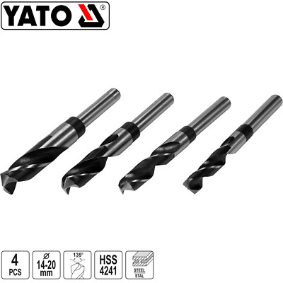 YATO HSS SpiralBohrer Satz Metallbohrer Ø 14 16 18 20 mm Schaft 13mm