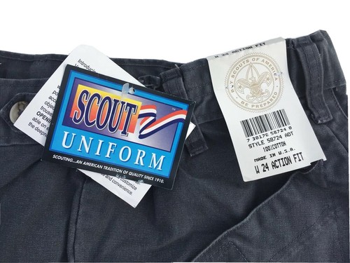 BSA Uniform Pants 24x34 Youth Tall Slim Scout Action Fit Cargo 34”inseam raw hem - Picture 4 of 5