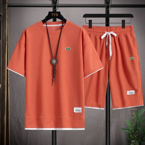 Herren Zweiteiliges Set Leinen Stoff Freizeit T-Shirt und Herren Sportanzug Mode - Bild 18 von 26
