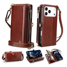 for iPhone 17 Pro Max Wallet Phone for iPhone 17 Pro Max - 6.9" Retro Brown