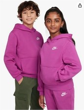 Nike Sportswear Club Fleece Big Kids' Pullover Hoodie Fuchsia FD3000-518 XSMALL