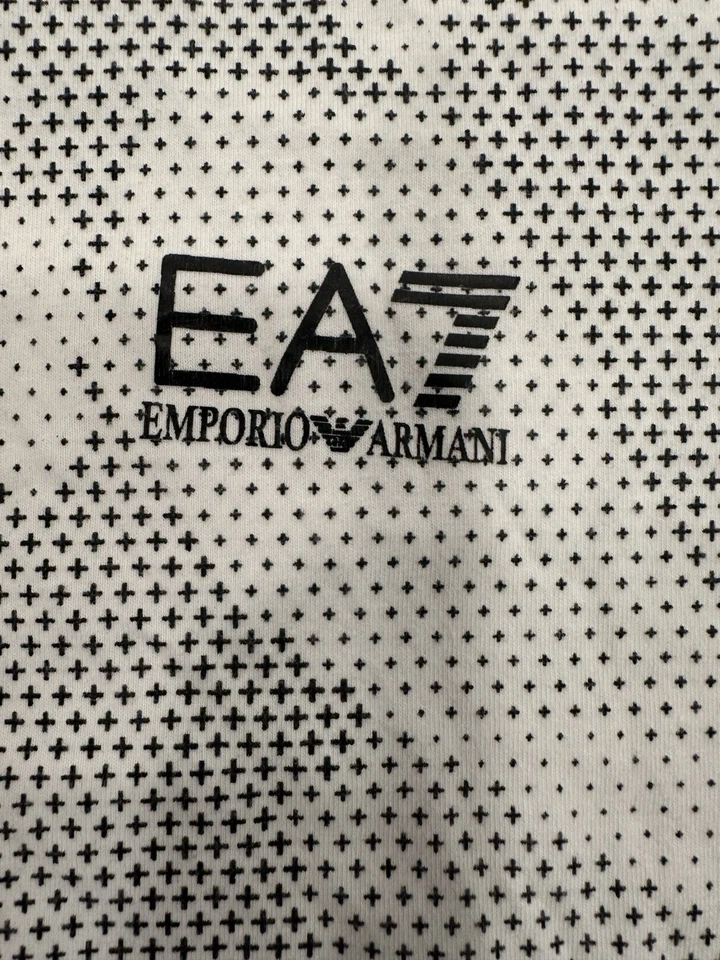 Emporio Armani EA7 T-Shirt Logo Spellout Digital Camo White Men's Medium Cotton - Image 3 of 4