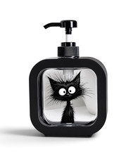 Cute Cat Soap Dispenser Black Cartoon Pump Bottle Bathroom Kitchen Decor t1