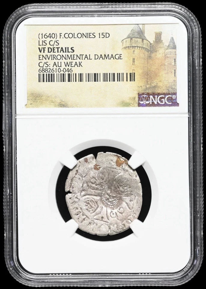 1640 France American Colonies French SILVER 15D 15 Deniers Colonial Coin, NGC VF - Image 2 of 4