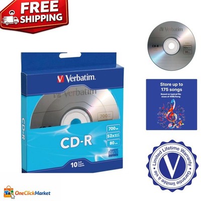 10 Pack Blue CD-R Discs 700MB/80-Minutes - Fast Recording & High-Quality Storage