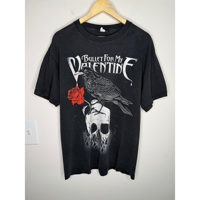 Vintage Y2K Bullet For My Valentine Band Tee Raven Skull Rose RARE T-Shirt Large