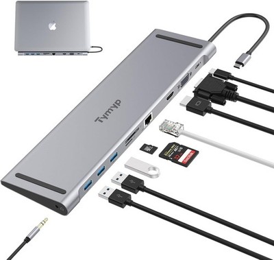 10in1 USB-C Dockingstation 4K HDMI USB 3.0 Ethernet Kartenleser Audio UK Hub