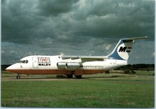 Malev/TNT BAe 146-200QT Airplane Parked in London Luton Airport Postcard c1989