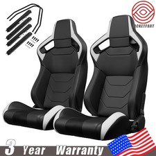 Pair Of Reclinable Racing Seats For Ford Carbon Look W Dual-slider Bucket Seats Pair Of Reclinable Racing Seats For Ford Carbon Look W Dual-slider Bucket Seats