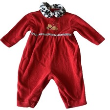 VTG 2006 Y2K Winnie The Pooh Baby One Piece Pajama 6-9 Mos Fleece Animal Print