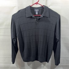 Dockers Polo Dad Sweater Textured Black Men's Sze XL Long Sleeve Pullover