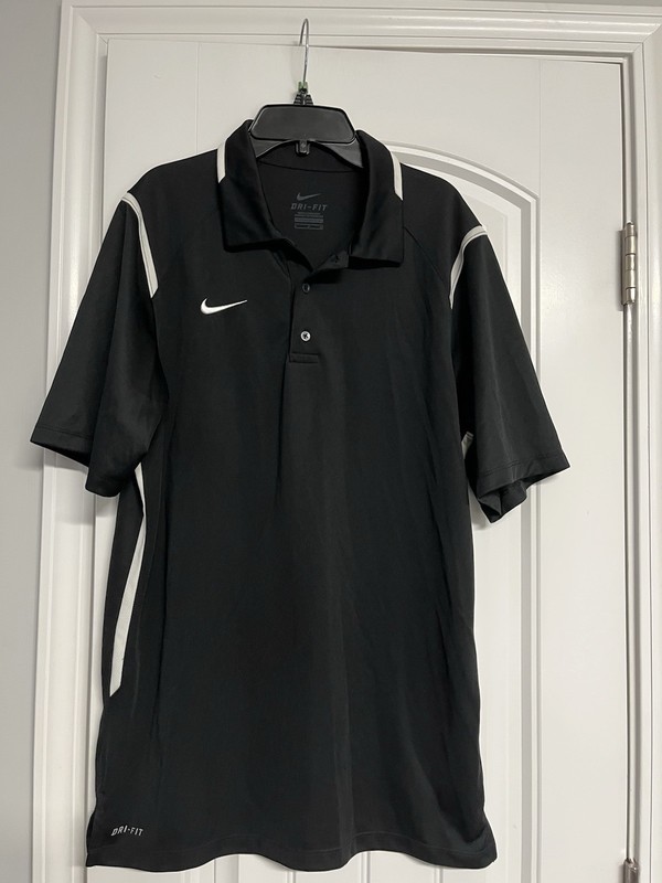 NIKE Golf DRI FIT Polo Shirt LOGO MEN SZ Small 40 Chest Polyester Black EUC