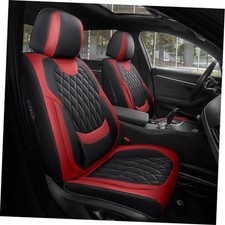 Car Seat Covers Full Set Faux Leather Universal Full Set - 5 Seats Black-Red