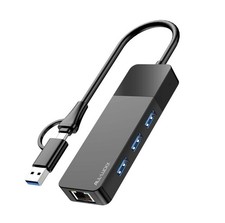 ALL-LUCKY USB to Ethernet Adapter, 4 in 1 USB C to Ethernet Adapter Hub with ...