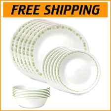 Elegant 18-Piece Vitrelle Glass Dinnerware Set - Service for 6 in Spring Blossom