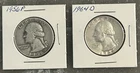 1956 P, 1964 D WASHINGTON QUARTERS, CIRCULATED, UNGRADED