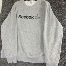 Reebok Gray Fleece Crewneck Pullover Sweatshirt L Graphic Print Logo