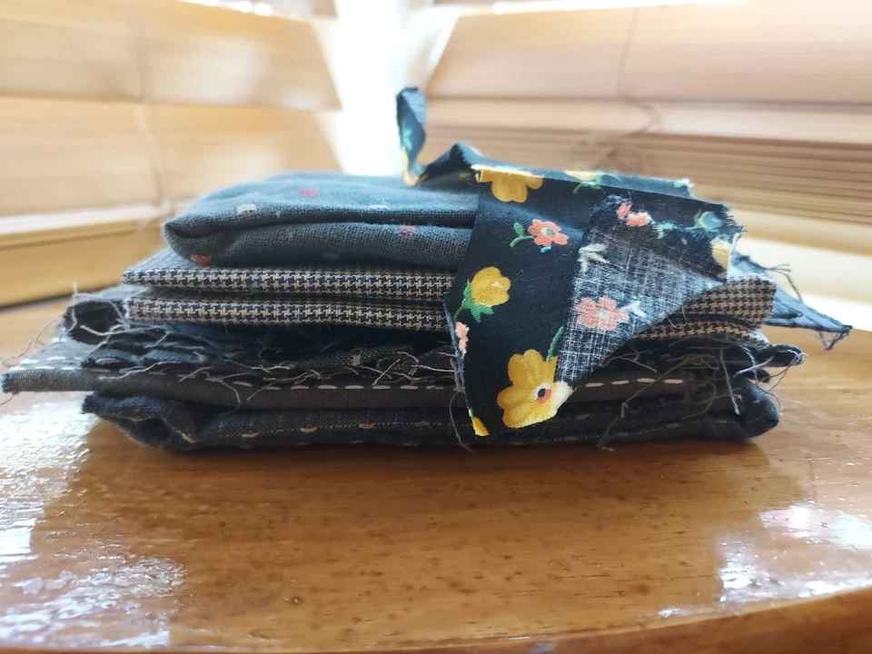 BLACK fabric scraps lot of 8 - Image 2 of 4