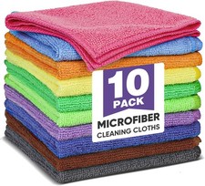 10 Colors Microfiber Cleaning Cloths, 10 Pack Assorted Cleaning Rags, Highly