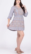 Savanna Jane Take Control Women's Flared V-Neck Dress Light Gray Size Large