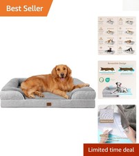Cozy Grey Large Orthopedic Dog Bed - Waterproof  Bolstered for Ultimate Comfort