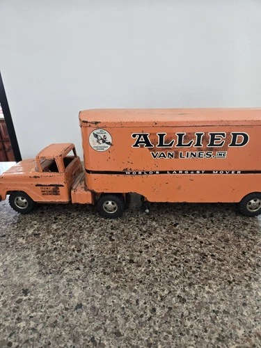 Early 1960's Tonka Allied Van Lines Semi-Truck & Trailer for restoration.