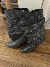 Studded Slouchy Stiletto Boots With Pointed Toe
