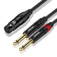 Dual 6.35mm 1/4 Inch to XLR Microphone Cable, Dual Mono 6.35mm Male to XLR Fe...