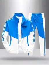 New Mens 2Pc Tracksuit Set Milano Italia High Collar Jacket and Pants Sportswear