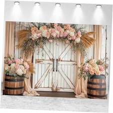 Backdrop Bohemian Pampas Grass Floral Rustic Wooden Board 7x5ft Boho