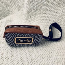 Itzy Ritzy Baby Diaper Bag Pacifier Pod Herringbone Coffee Cream Zippered Case